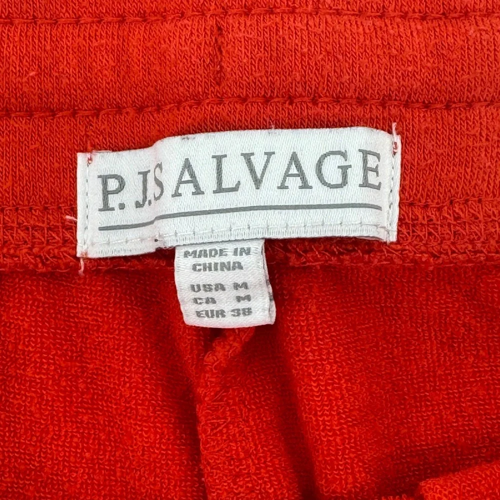 PJ‎ Salvage Red Retro Stripe Lounge Shorts Womens Medium Drawstring Dolphin Hem